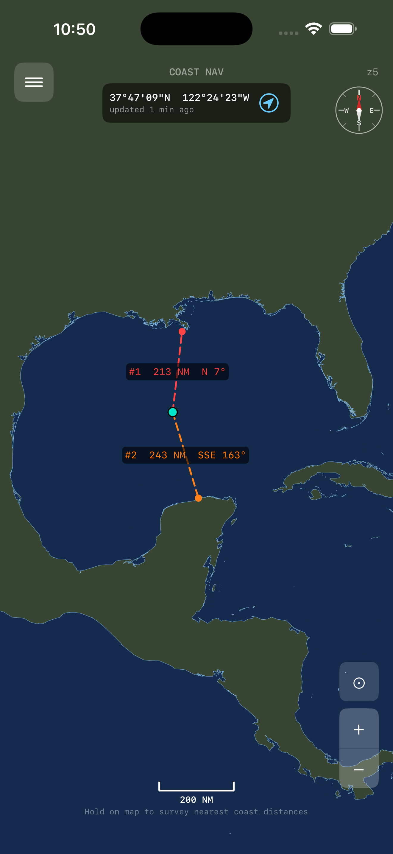 Nearest coastline finder